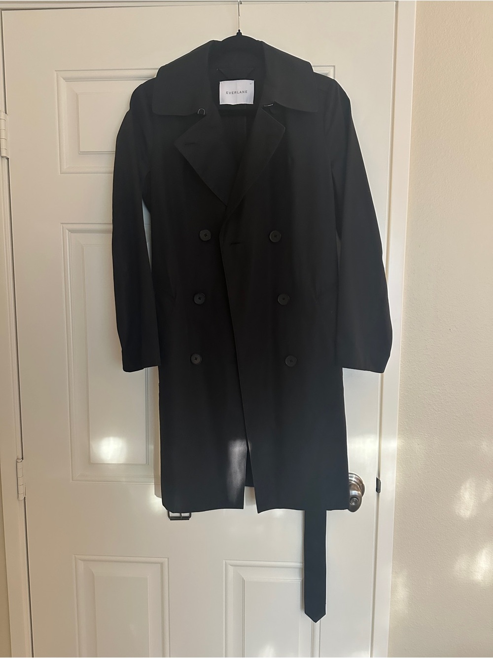 Everlane Black Double-Breasted Trench
